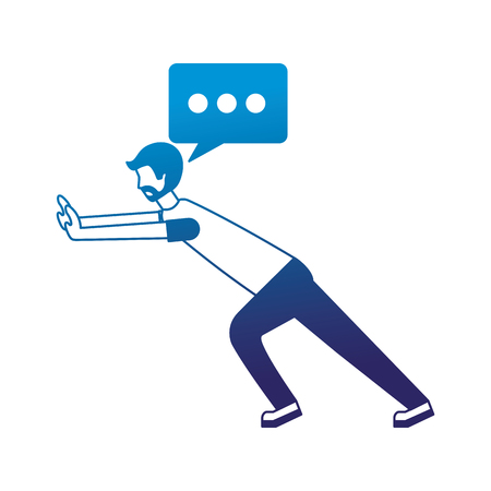 man character speech bubble message vector illustration neon designのイラスト素材