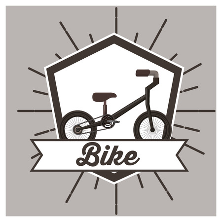 bike is good grey frame bicycle ribbon sign retro style background vector illustrationのイラスト素材