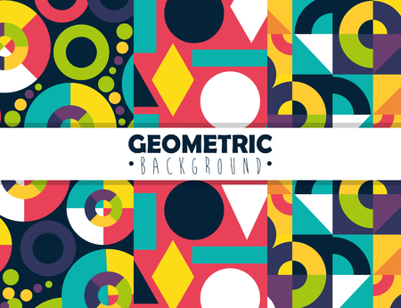 figures geometrics and colors set backgrounds vector illustration designのイラスト素材