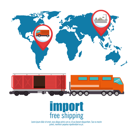 import free shipping set icons vector illustration designのイラスト素材