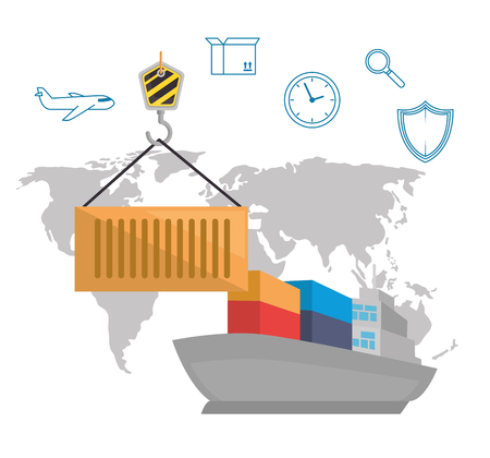 import free shipping set icons vector illustration designのイラスト素材