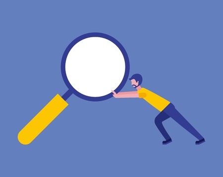 businessman puhing magnifying glass business vector illustrationのイラスト素材