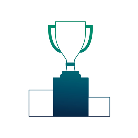 trophy award cup in podium isolated icon vector illustration designのイラスト素材