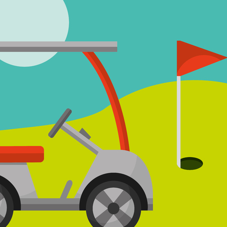 golf club car red flag course vector illustration vector illustrationのイラスト素材