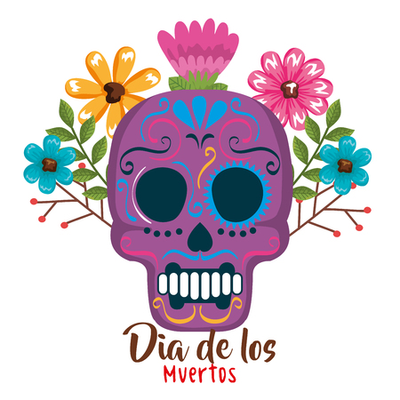 day of the dead mask with floral decoration vector illustrationのイラスト素材