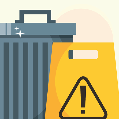 trash can warning board cleaning vector illustrationのイラスト素材