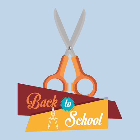back to school label with scissors vector illustration designのイラスト素材