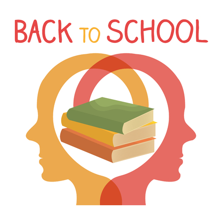 back to school label with books and supplies vector illustration designのイラスト素材