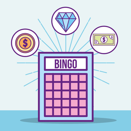 casino bingo game coin bill diamond cartoon vector illustrationのイラスト素材