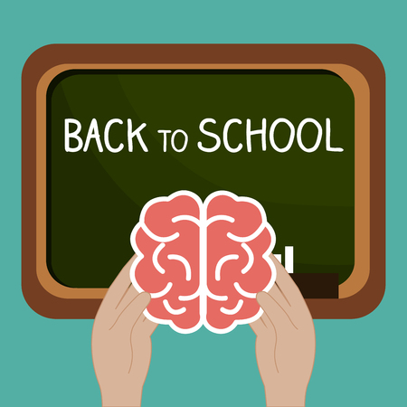 back to school label with chalkboard vector illustration designのイラスト素材