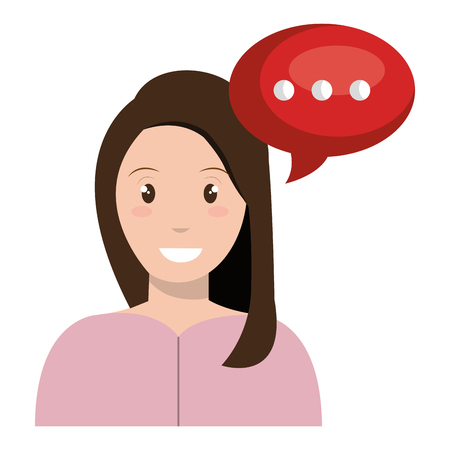 young woman with speech bubble vector illustration designのイラスト素材