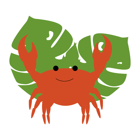 crab sea with leafs vector illustration designのイラスト素材