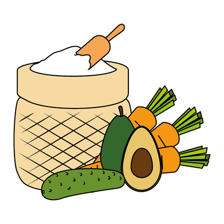 flour sack with vegetables vector illustration designのイラスト素材