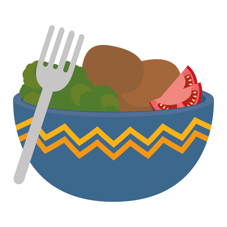 kitchen bowl with lettuce and potatoes vector illustration designのイラスト素材