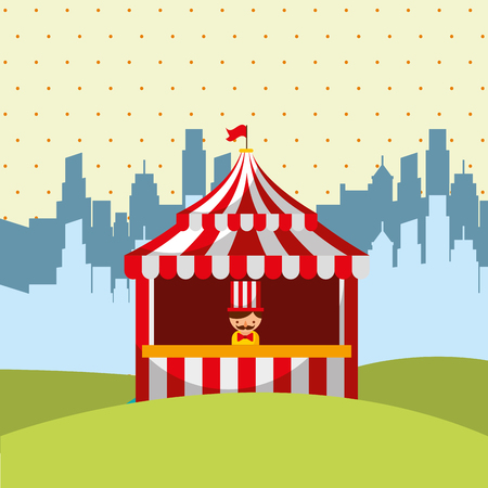 salesman booth circus in the city vector illustrationのイラスト素材