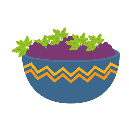 fresh bowl with grapes healthy food vector illustration designのイラスト素材