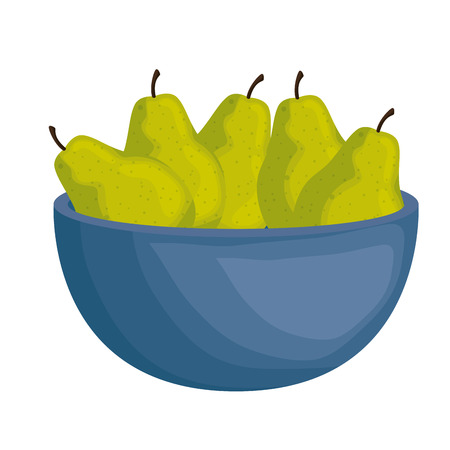 fresh pears in bowl healthy food vector illustration designのイラスト素材