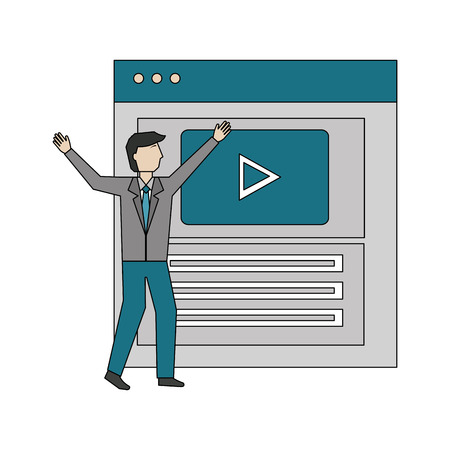 businessman with web page isolated icon vector illustration designのイラスト素材