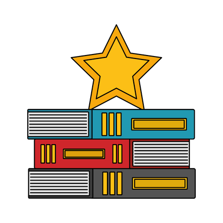 pile of library books with star isolated icon vector illustration designのイラスト素材