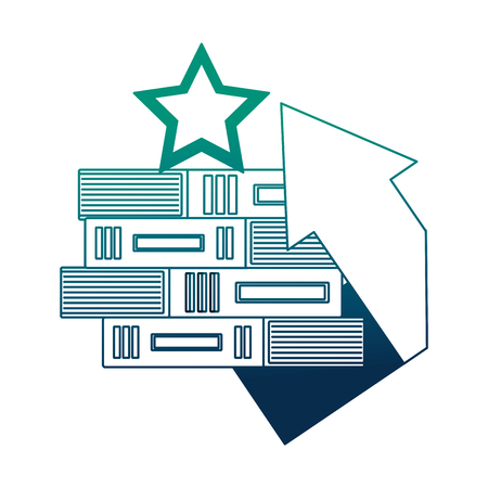 pile of library books with star and arrow up vector illustration designのイラスト素材
