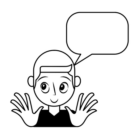 young man with speech bubble avatar character vector illustration designのイラスト素材