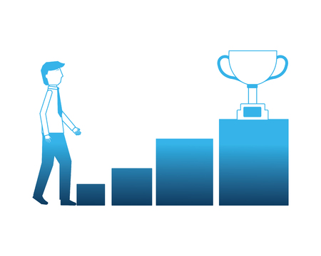businessman with cup trophy and stairs vector illustration designのイラスト素材