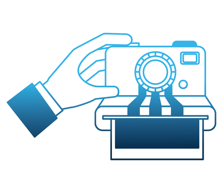 hand with camera photographic instant isolated icon vector illustration designのイラスト素材