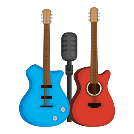 electric guitars and microphone musical instruments vector illustrationのイラスト素材
