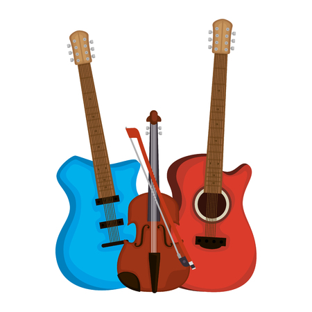 electric guitars and violin instruments vector illustration designのイラスト素材