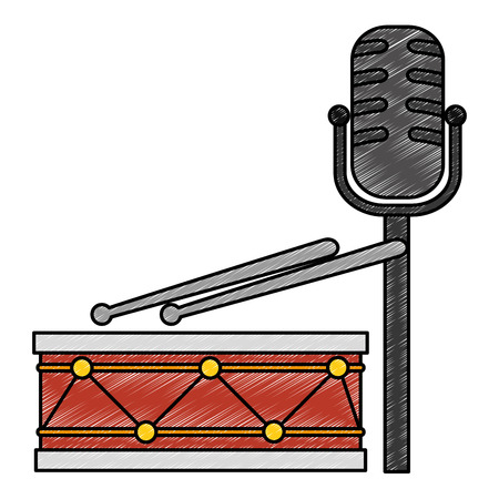 drum instrument with microphone vector illustration designのイラスト素材