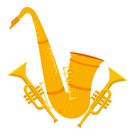 saxophone and trumpets musical instruments vector illustration designのイラスト素材
