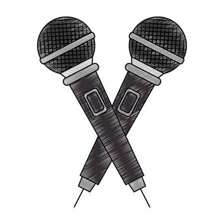 microphones crossed concert musical icon vector illustration designのイラスト素材