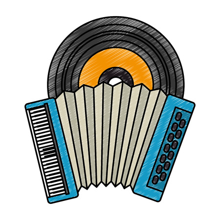 accordion with vinyl tropical music vector illustration designのイラスト素材