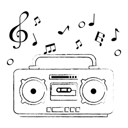 radio music player with notes vector illustration designのイラスト素材