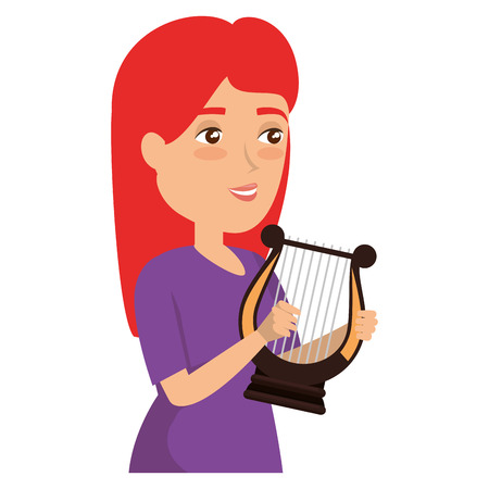 woman playing harp character vector illustration designのイラスト素材