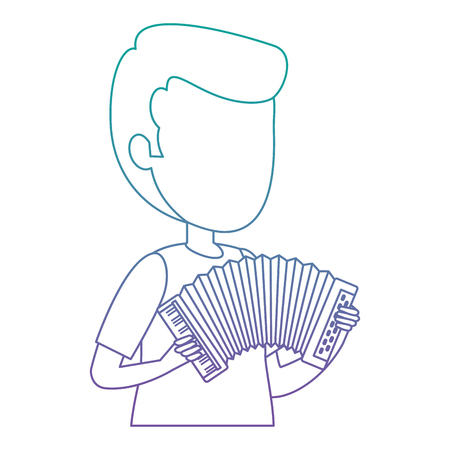 man playing accordion character vector illustration designのイラスト素材