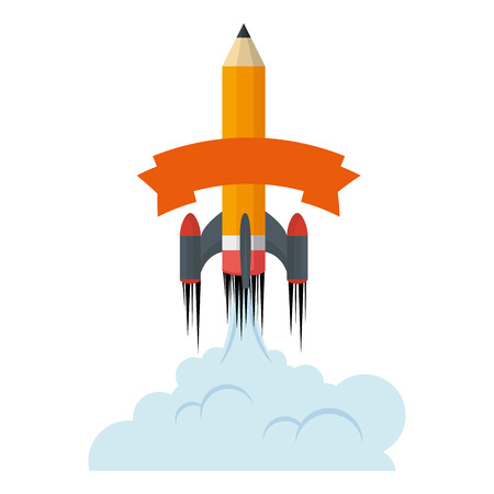 pencil rocket start up with smoke vector illustration designのイラスト素材