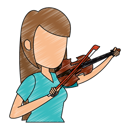 woman playing fiddle character vector illustration designのイラスト素材
