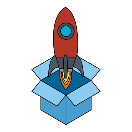 rocket start up in box vector illustration designのイラスト素材