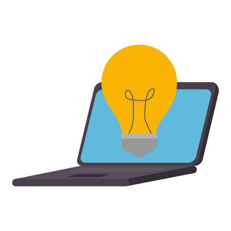 laptop computer with bulb vector illustration designのイラスト素材