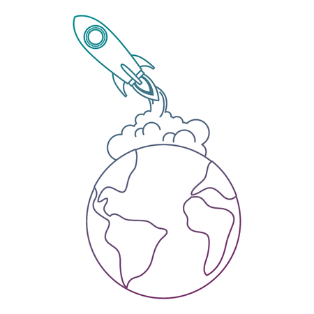 world planet earth with rocket flying vector illustration designのイラスト素材