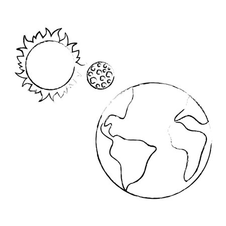 World Planet Earth With Sun And Moon Vector Illustration Design Tasmeemme Com