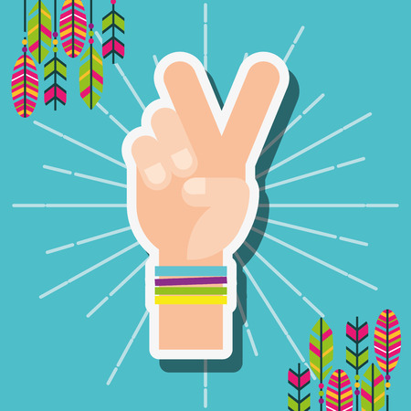 hand peace and love feathers free spirit vector illustrationのイラスト素材