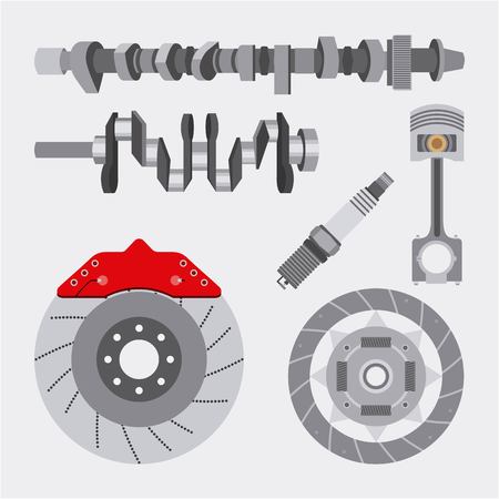 automotive industry spare parts repair equipment car vector illustrationのイラスト素材