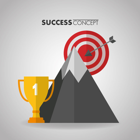success concept mountain pointer trophy vector illustrationのイラスト素材