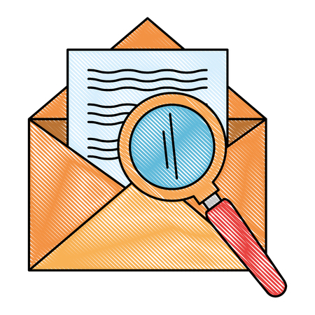 envelope mail with magnifying glass vector illustration designのイラスト素材