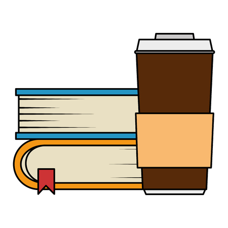 pile text books with coffee vector illustration designのイラスト素材