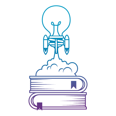 bulb rocket launcher with books vector illustration designのイラスト素材