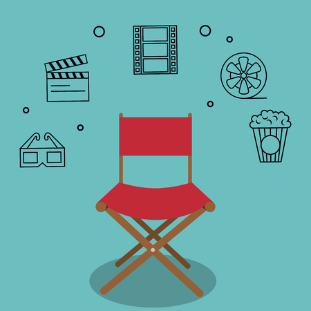 cinema director chair with icons vector illustration designのイラスト素材