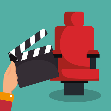 clapper cinema production icons vector illustration designのイラスト素材